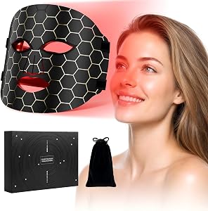 LED Face Mask with 7 Light Modes, 96 3-in-1 LED Chips, Flexible Silicone Facial Mask, Buil